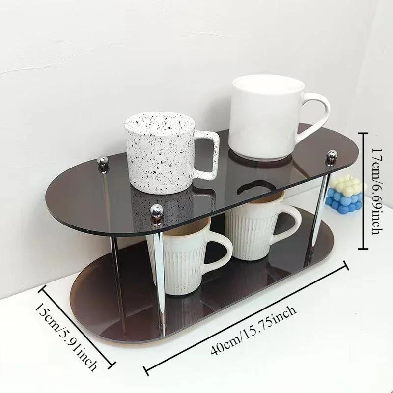1PC Acrylic Desktop Storage Rack 2/3layer Multifunctional Organizer Ins Style Water Cups Perfume Cosmetics Jewelry Display Frame