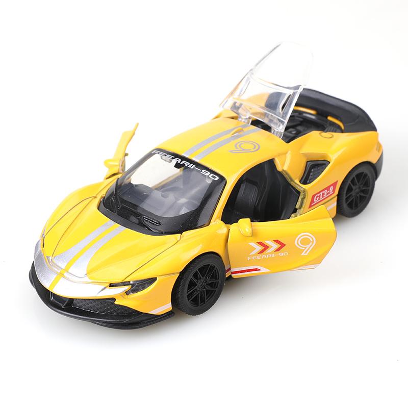 (bagged)1:36 Alloy Car Model Simulation SF90 Racing Car Vehicle Pull Back Car Ornaments Collection Toys For Boy Children