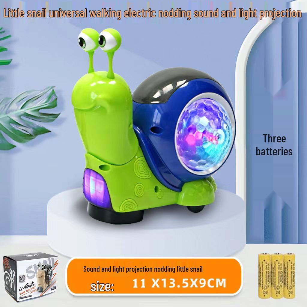 Electric Toy Snail with Automatic Obstacle Avoidance, Sound, Light, and Projection Features for Kids