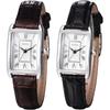 "Women's Waterproof Square Dial Quartz Watch Brown Strap Silver Case Simple Design"