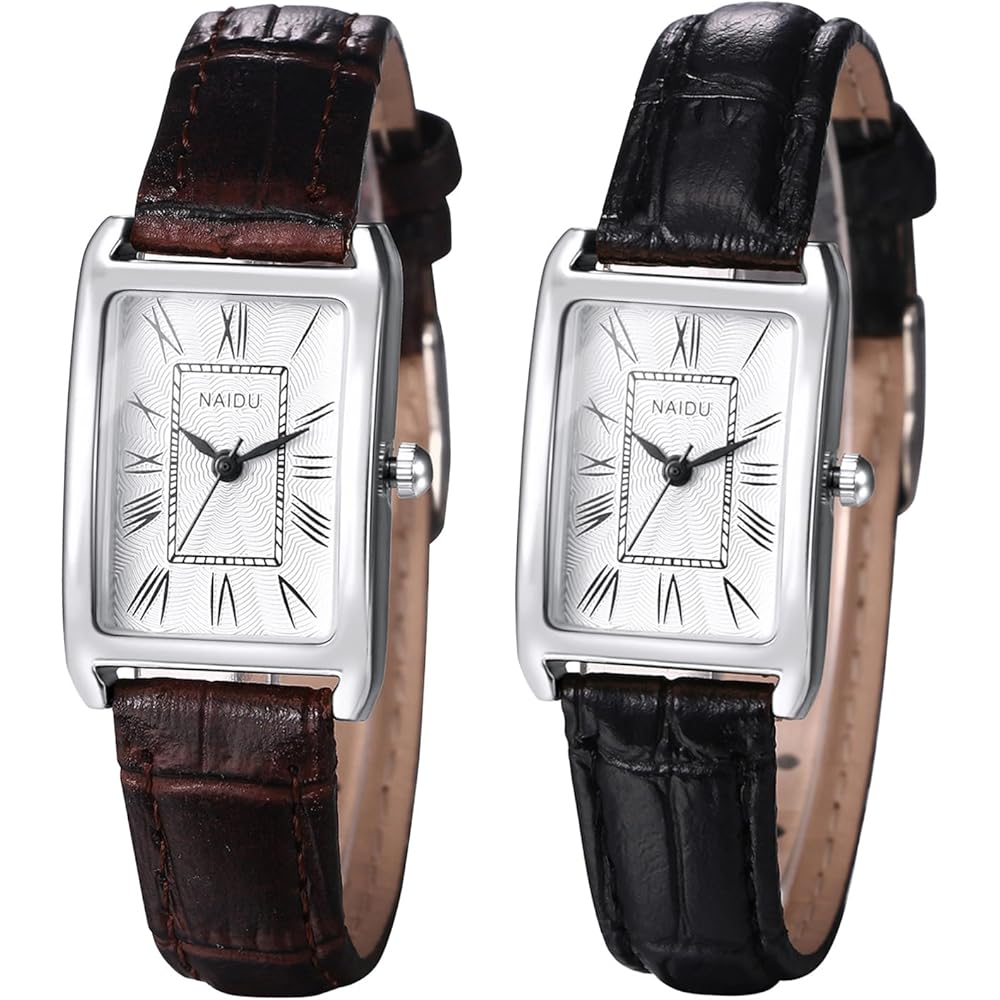 "Women's Waterproof Square Dial Quartz Watch Brown Strap Silver Case Simple Design"