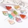5pcs 11.5*22mm Glass Colored Small Bird Shaped Beads with Golden Edge Spacer Beads for DIY Necklaces Jewelry Making Accessories