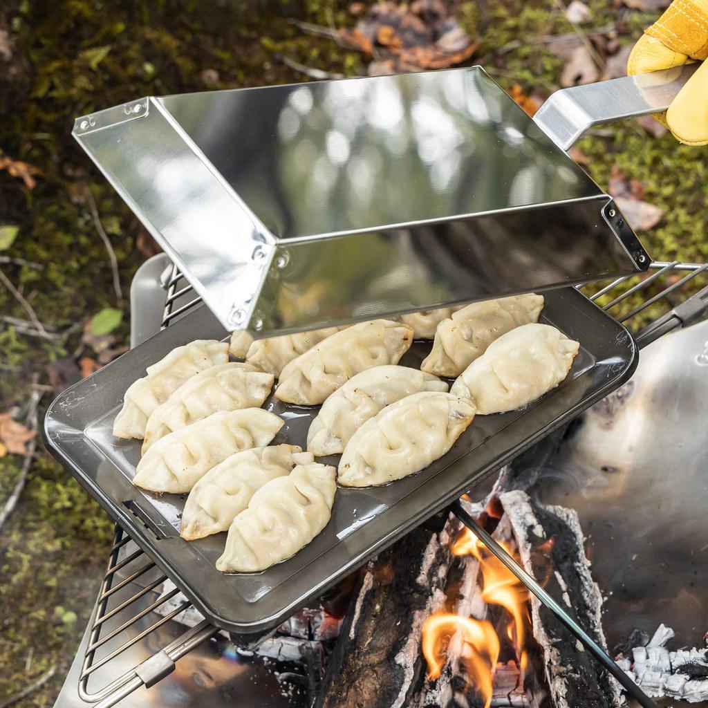 BUNDOK Extra Thick Iron 6mm with 26 X Storage Black BD-478 Plate, Thick, Lid, Grill, 18cm, Bag, Camping, Bonfire,