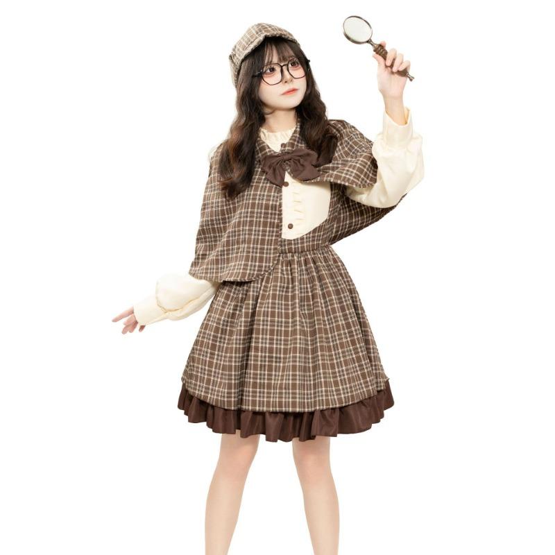 New plaid skirt sweet little children co daily sweet sister cute girl