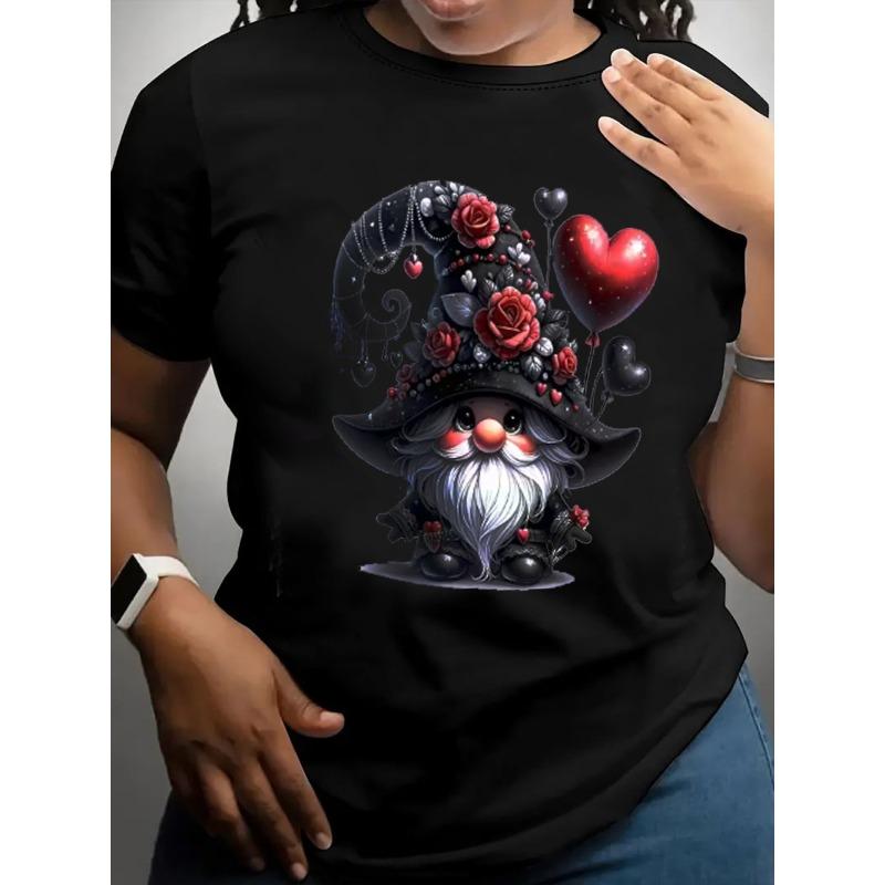 European Size Women Casual Short Sleeve Tee - Comfortable Crew Neck, Soft Adorable Tees Tops