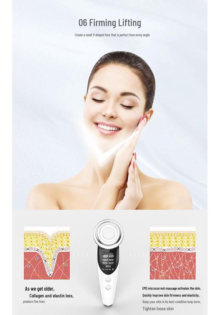 EMS Microcurrent Facial Beauty Device: Handheld Skin Rejuvenation with Color Light Therapy
