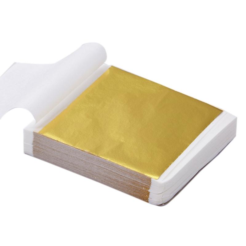 

10/100 Sheets Pure Shiny Gold Leaf Foil Paper for Gilding Funiture Lines Wall Crafts Handicrafts Gilding Decoration 9x9cm 8x8cm
