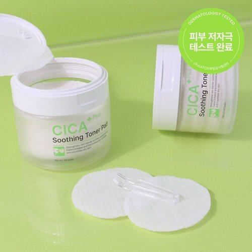 [FoodaHolic] FoodaHolic Cica Plus Успокаивающие тонер-пэды 60 штук (180мл) / Гипоаллергенные успокаивающие пэды_631373