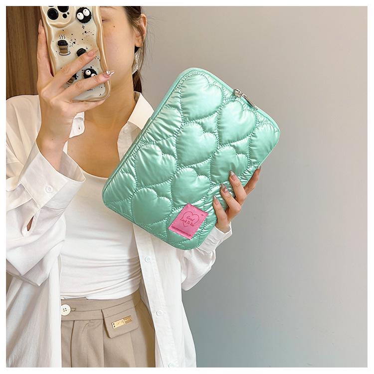 Capa Doce Bordada Coreana para Laptop de 15 polegadas e iPad de 11 polegadas, Design Macaron de Algodão Multicolorido