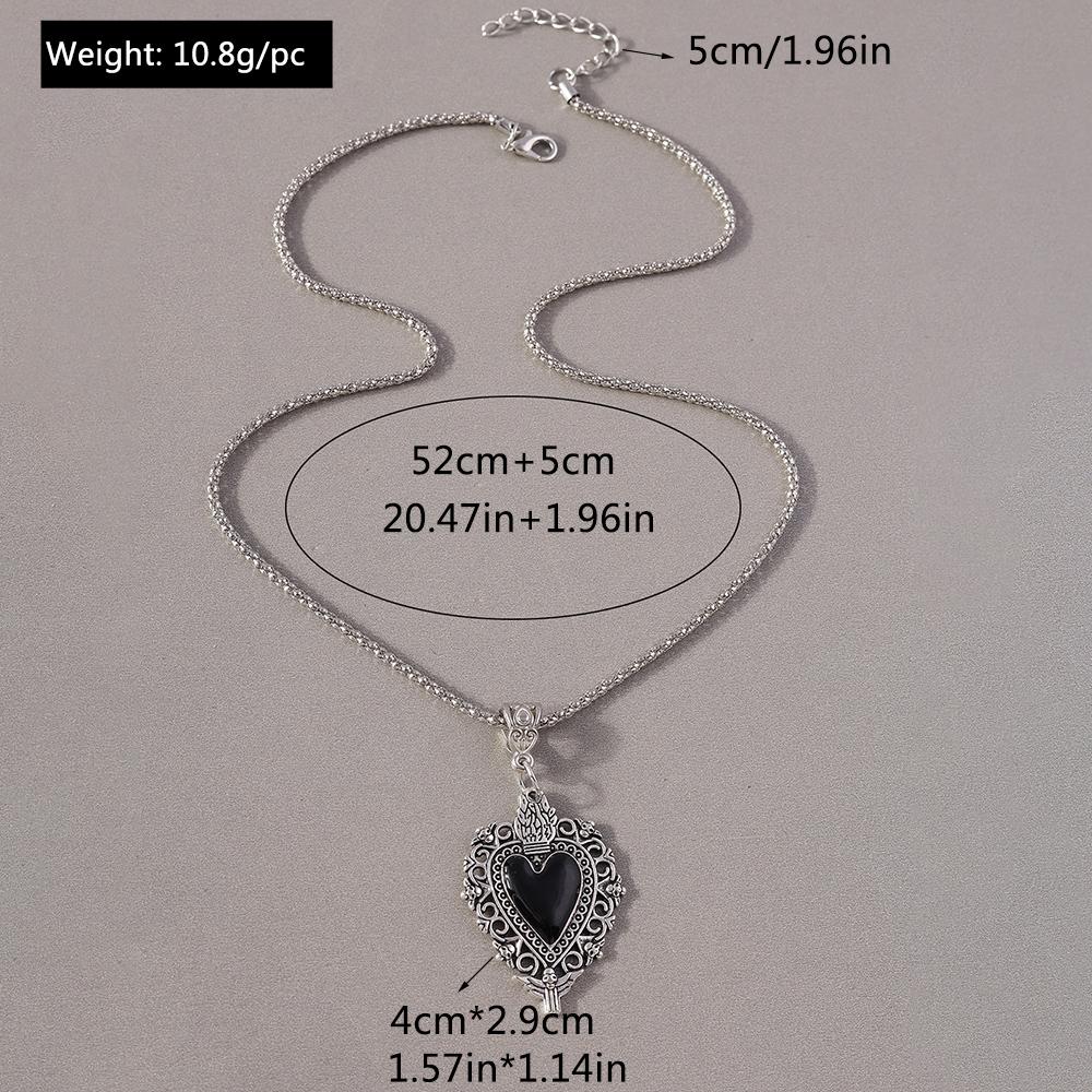 Gothic Skull Love Heart Necklace for Women Men Religious Crucifix Necklaces Punk Jewelry Gifts