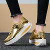 EOFK Women's Glitter Platform Wedge Athletic Tennis Walking Shoes Sparkly Sequin Lightweight Casual Comfort Fashion Sneakers