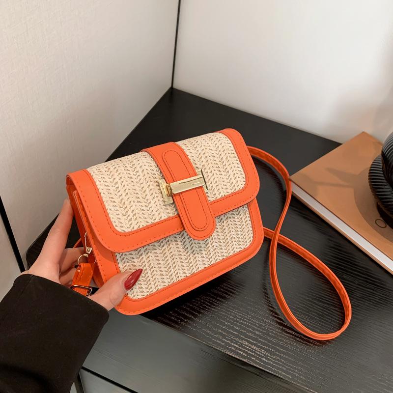 2024 Spring/Summer Women's Knitted Colorblock Straw Handbag – Mori Style