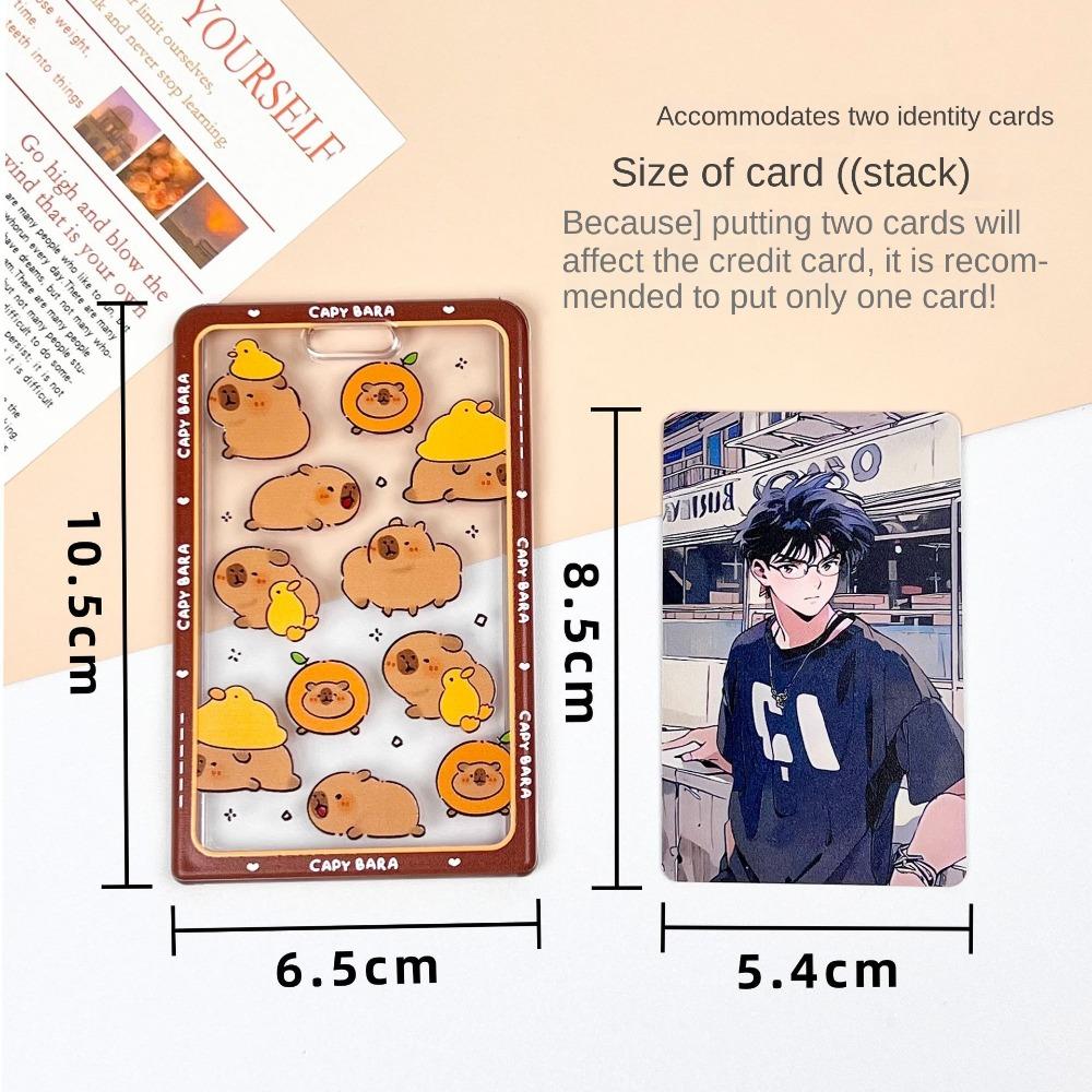 Cute Cartoon Capybara Photocard Holder Transparent with Lanyard Photo Protector Case Keychain Card Cover Photo Storage