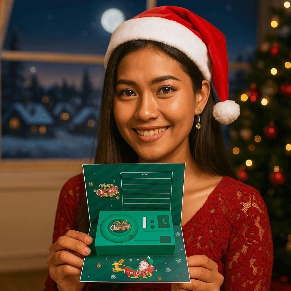 30 Seconds Christmas Recording Box Magnetic Phonograph Blessing Card Couple