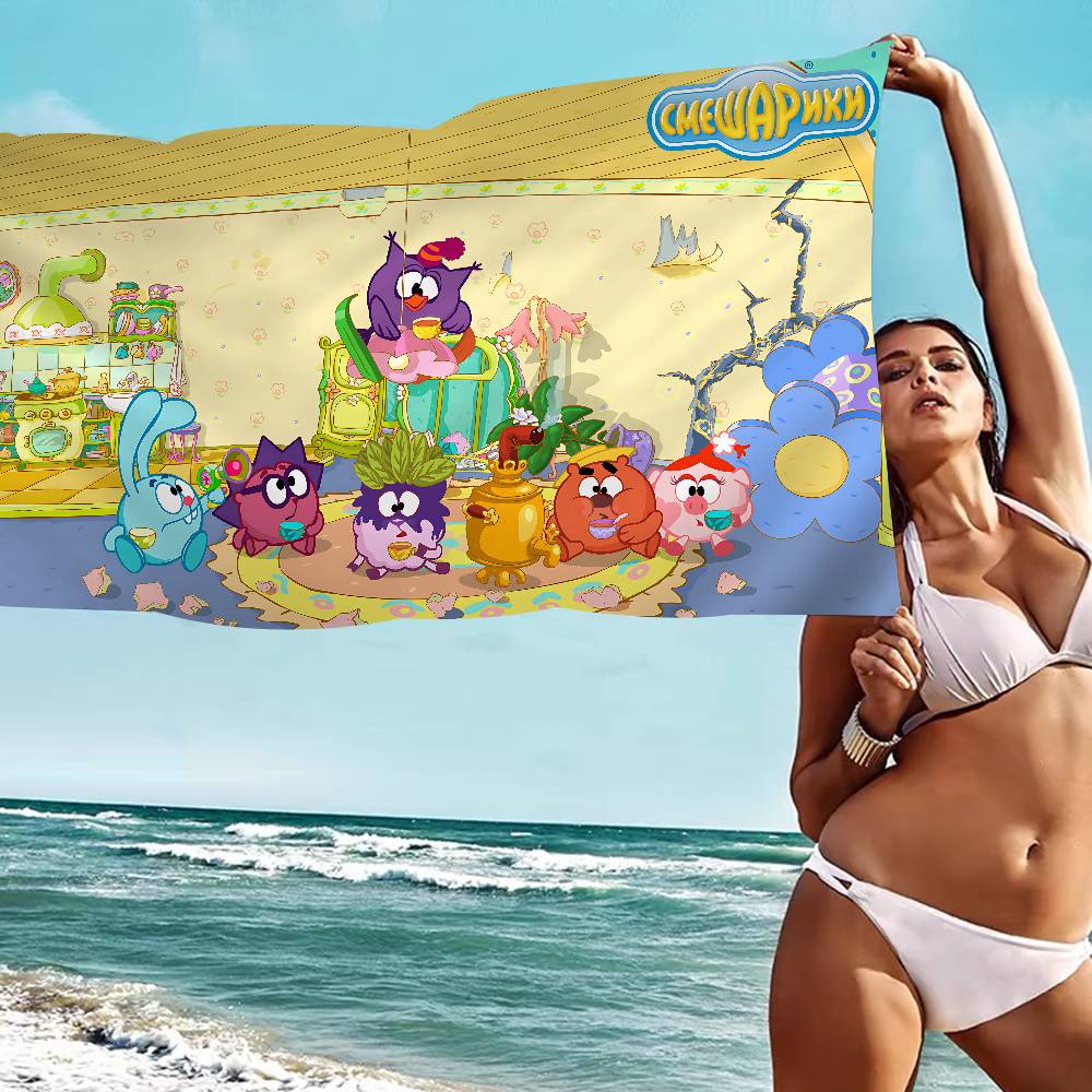 Popular S-Smeshariki Animation Anime Beach Swimming Towel Soft Absorbent Washcloth Children's Gifts For Kids Travel Camping Gym