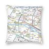 Paris City Rail Map Square Pillowcase Polyester Linen Velvet Printed Zip Decorative Throw Pillow Case Bed Cushion Cover