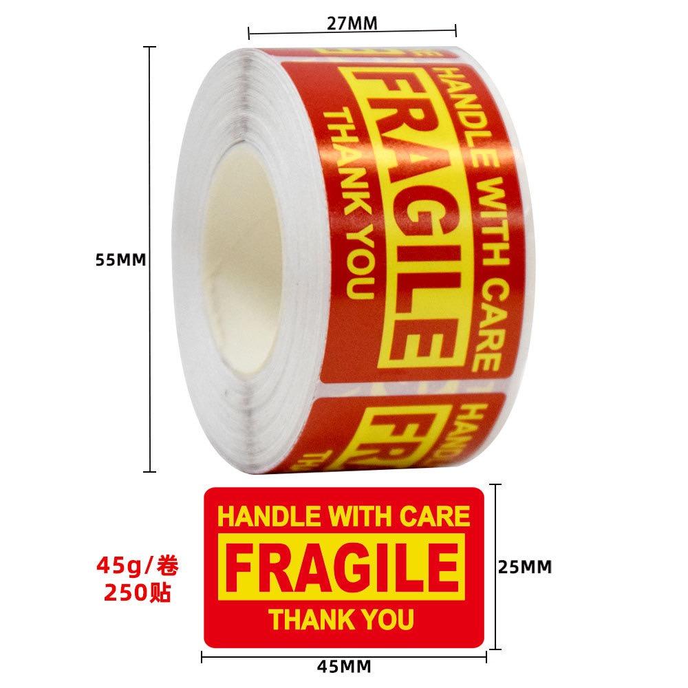 250pcs/roll,Fragile Warning Label, English Copperplate Sticker, Anti-removal Fragile Warning Label, Red Warning Label