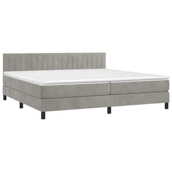 VidaXL Sommier à Lattes de Lit avec Matelas et LED, Lit Rembourré avec Tête de Lit, Lit Double, Lit Adulte de Chambre, 3134543