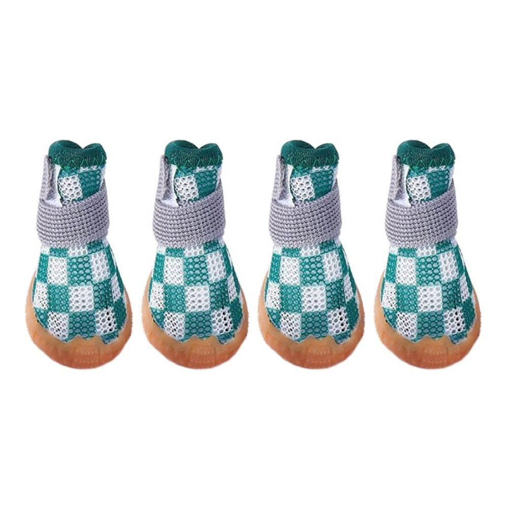

4 шт./компл., противоскользящая сетчатая обувь для щенков, дышащие полые ботинки для собак, дышащая обувь для собак, играющая XL зелёный