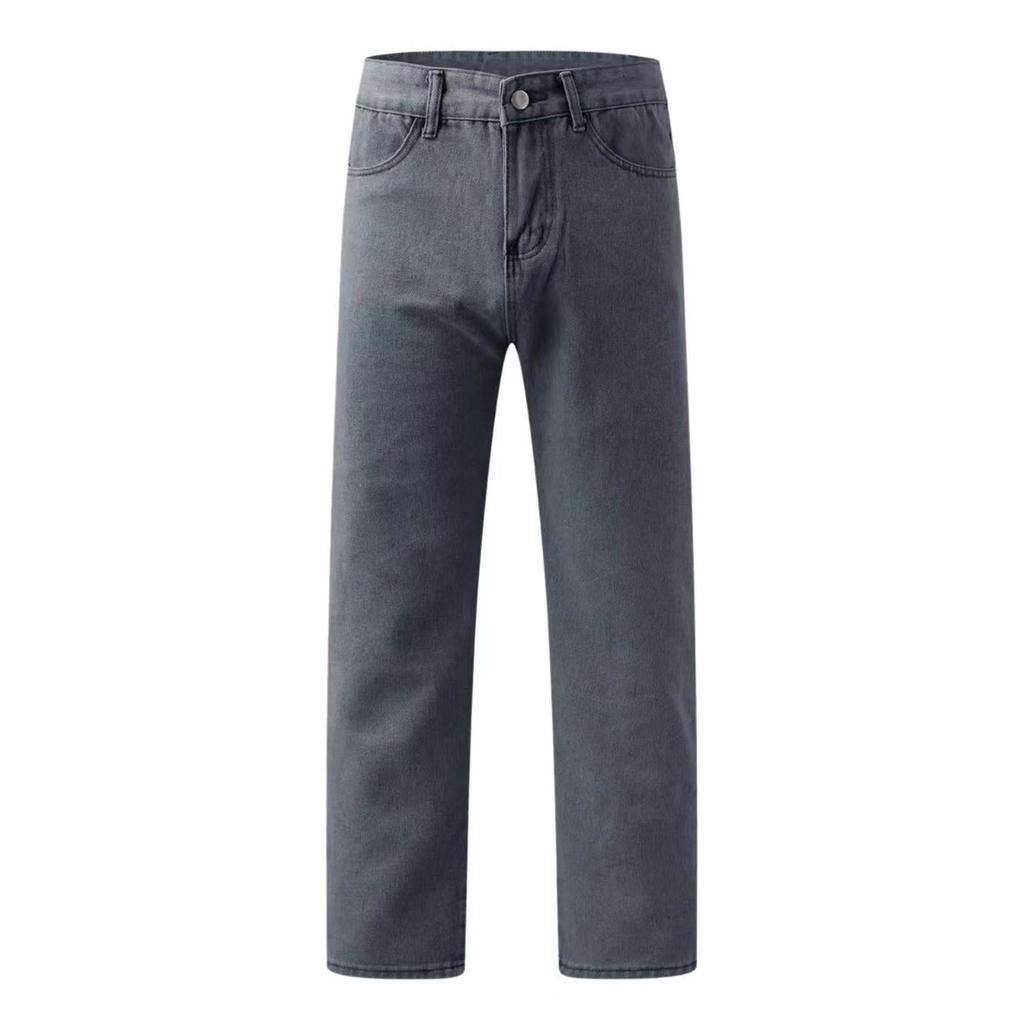 Men's Retro Loose Wide-Leg Jeans Slim Straight Washed Jeans