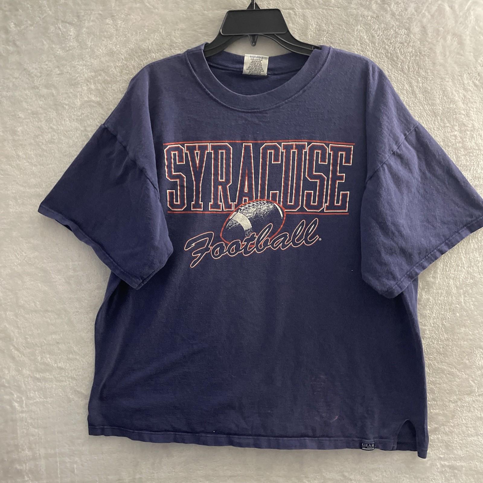 Syracuse Mens T Shirt NCAA Blue Graphic VTG 90s Gear For Sports 2XL Cotton Crew S разноцветный