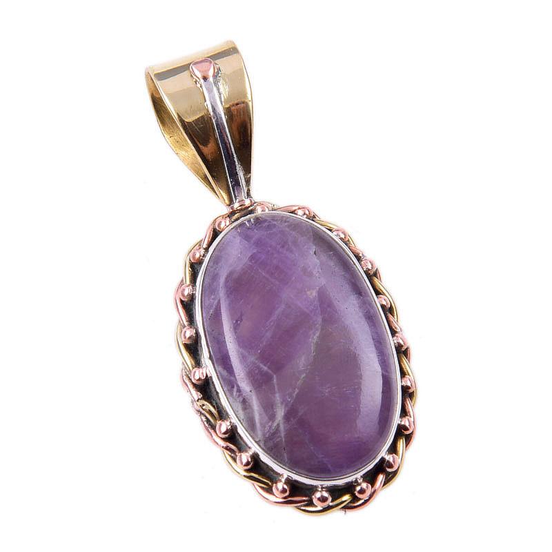 Natural Tiffany Stone 925 Solid Sterling Silver Gift TwoTone Pendant 1.50" n0z84