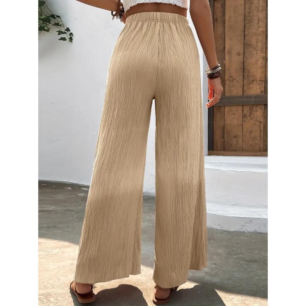 Pantalon Décontracté pour Femme Ample Amincissant Plissé Jambe Large
