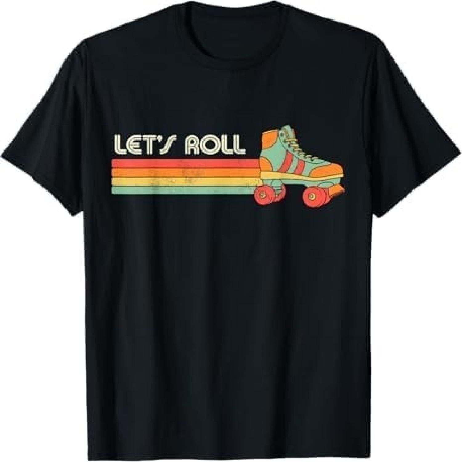 

Let s Roll Roller Skating Skate Retro Vintage 70s 80s T-Shirt NGO Black XXXXXL чорний