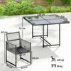 5 Pieces Garden Dining Set, Outdoor Patio Cube Set, 4 Seater Outdoor Table and Chairs with Foldable Backrest, Light Grey