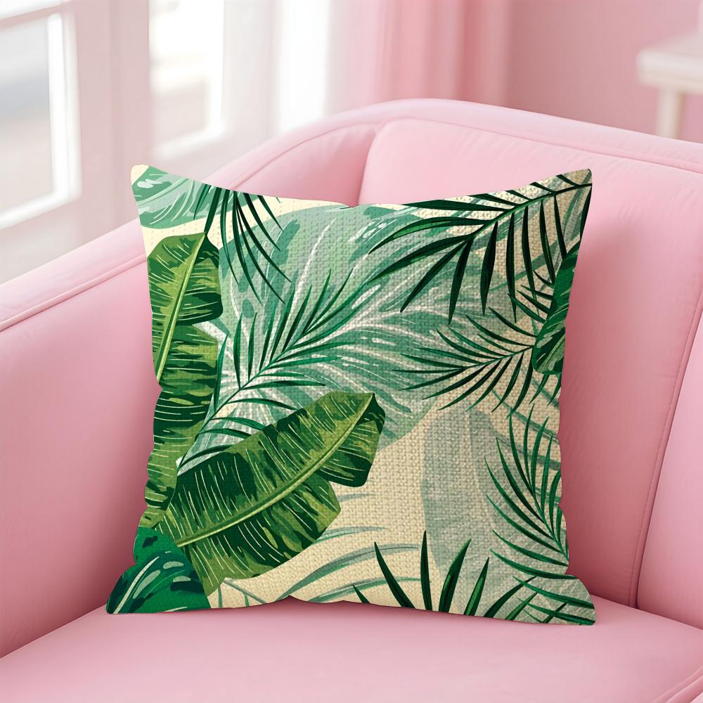 Palm Leaves Fashion Cushion Cover Natural Linen Pillow Case DoubleSided Print Decorative Sofa Pillowcase Home Decor Gift