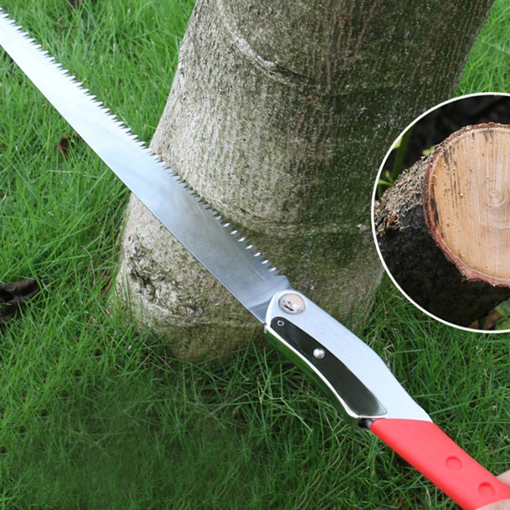Folding 16-Inch Manganese Steel Saw with 3-Sided Teeth and Safety Lock for Cutting Wood Branches Trimming Bamboo Pruning