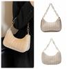 Square Weave Underarm Bag Zipper Clutch Bag Portable Beach Handbag  Outdoor