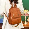 New Korean Version Backpack Women's Fashion PU Soft Leather Texture British College Style Schoolbag Retro Backpack Travel