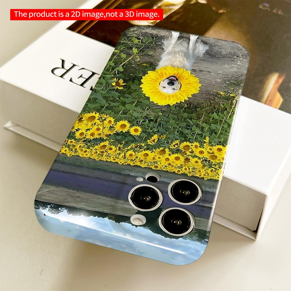 Sunflower Dog In Field Phone Case All Inclusive Film Hard Phone Case, Compatible with iPhone 18 Pro Max 17 16 15 14 13 12 11