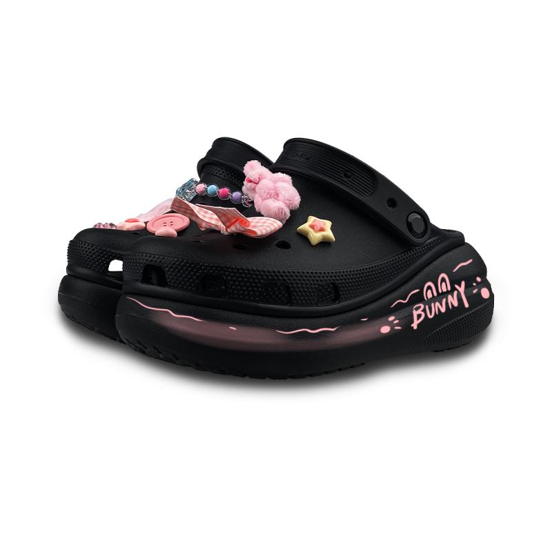 Crocs Crush Clog EVA bunny Bonnie Rabbit Pink Girl's Heart Dopamine Gift Box Edition Hole Shoes Unisex Same Black