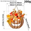 Halloween Wooden Pumpkin Decorations Front Door Wall Hanging Wreath Sign with Artificial Flowers Rustic Fall Farmhouse Ornament