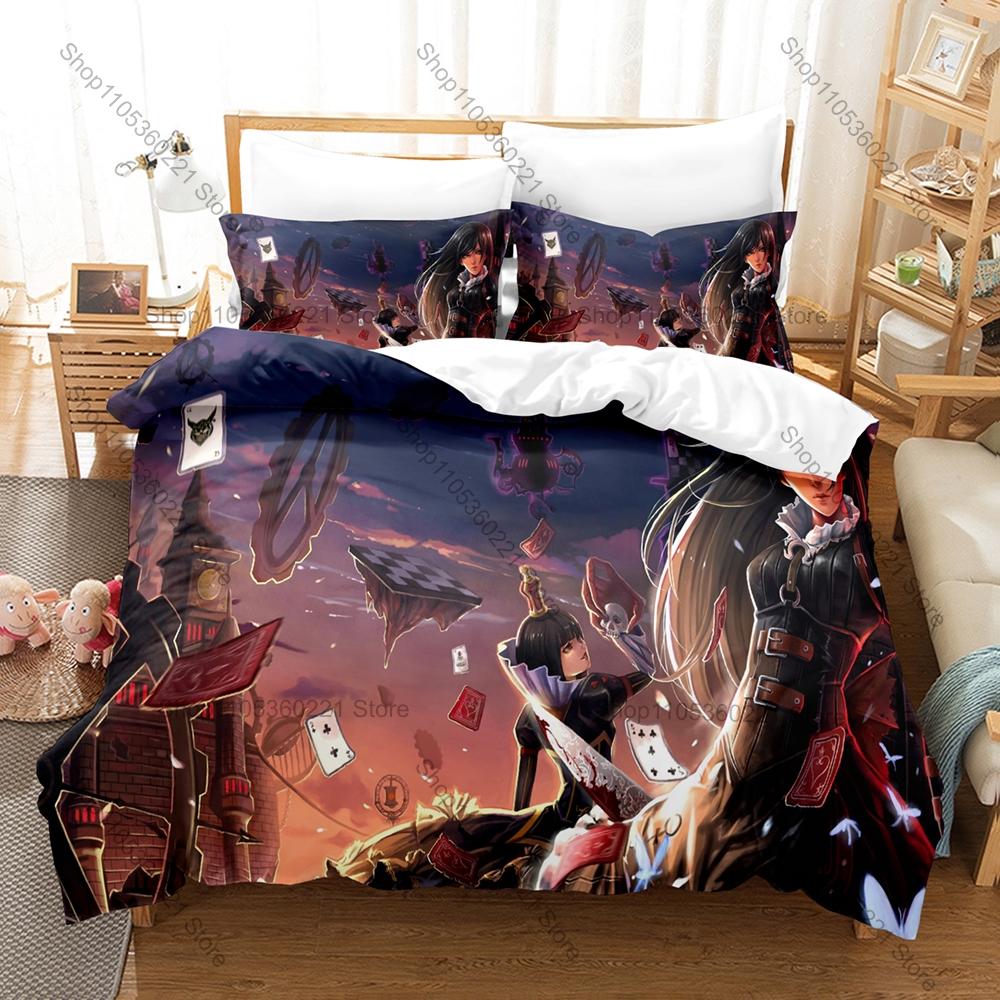 Personality Alice Madness Returns Bedding Set New Duvet Cover Pillowcase Dark Fantasy Game Theme Bed Set Single Twin Full Queen