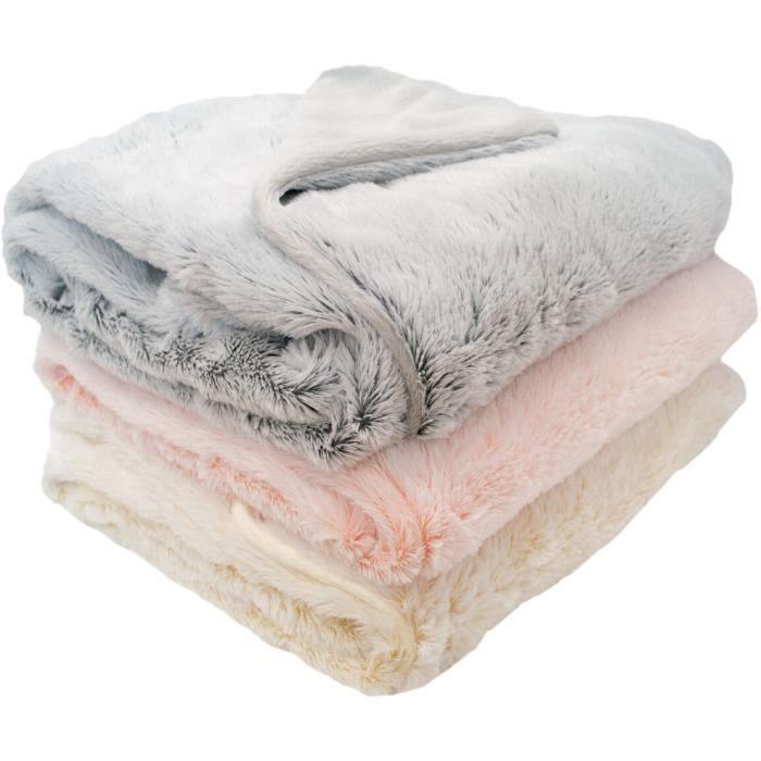 Couverture doublée - DOMIVA - Ultra douce et chaude - 75 x 100 cm - Crème