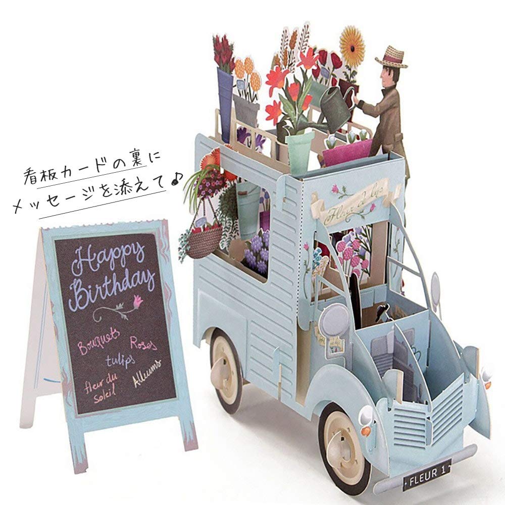 Moin Moin Birthday Greeting Message Papercut Beautiful 3D Antique Florist Sign Card 2 Set of 2 In Aqua Blue and Nuance Blue Card, 360-Degree Pop-Up