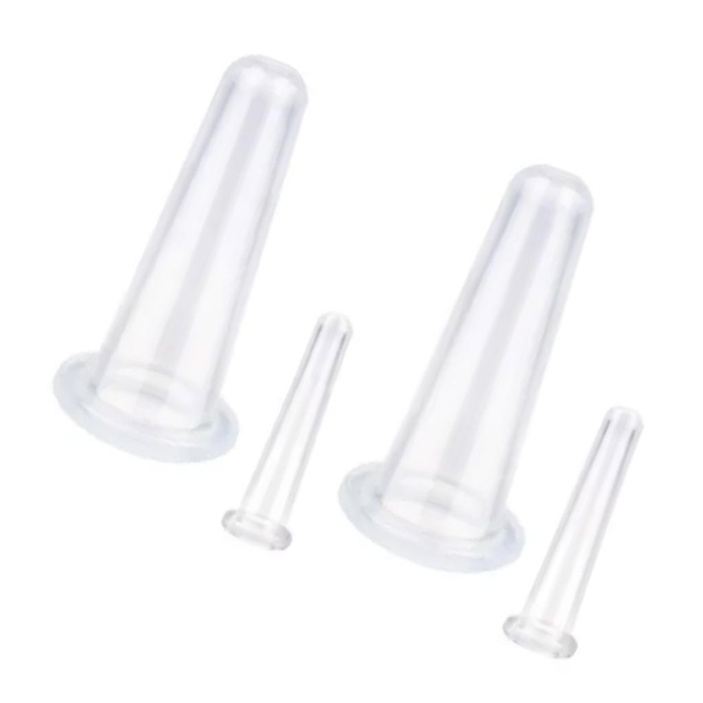 4PCS Vacuum Suction Massage Cup Liquid Silicone Facial Cupping Set for Adults Home Use White