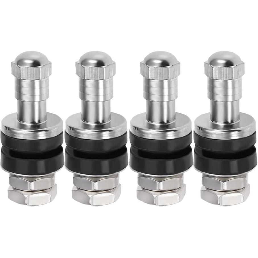 Chrome High Pressure Valve Stems Metal Valve Stems for Trailer Tires 502 Flush Mount Bolt In fit in a Normal Valve Stem Hole of .453". (Pack of 4)
