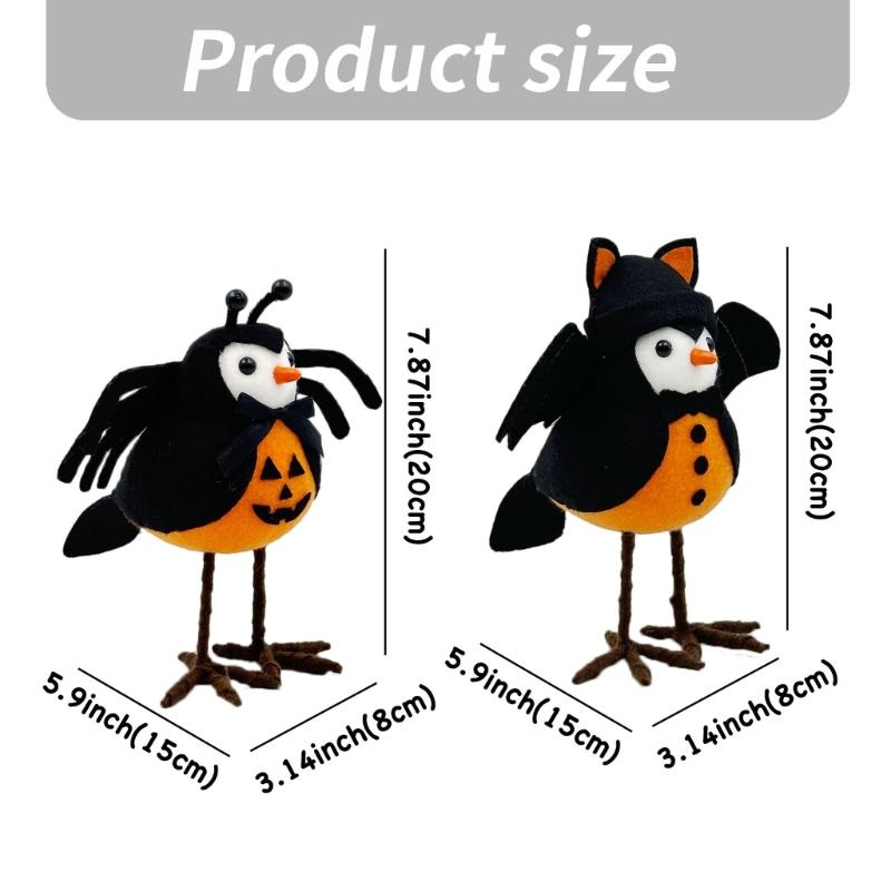 Halloween Animal Decoration Bat Bird  Outdoor Bird Figurines Animal Standing Bird Photography Props   Decoration