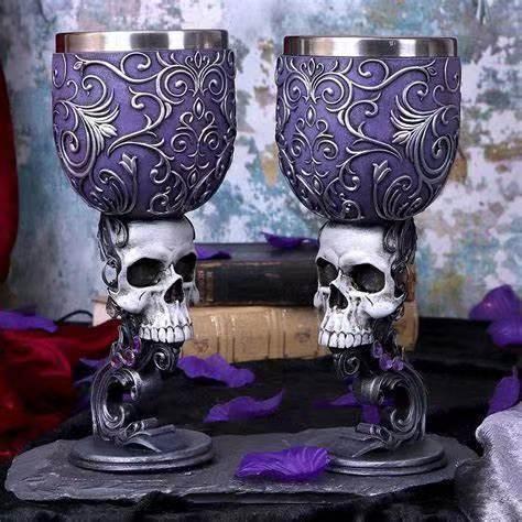 Gothic Dragon Wine Goblet Set Medieval Style Stainless Steel Lined Cup with Cross and Red Gem Perfect for Fantasy Lovers