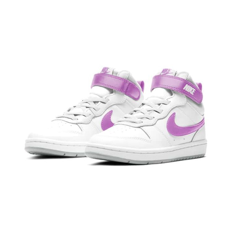 Nike Mid 2 Retro Casual Slip-Resistant Shock Absorbing Durable Mid-Top Kids Skate Shoes Kids skate shoes White Purple CD7783-103