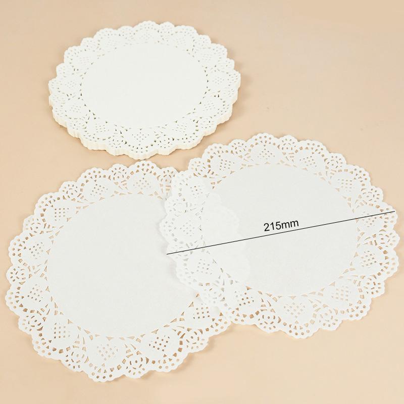 100pcs White Round Lace Paper Doilies Coaster Placemat Cake Mat DIY Gift Packaging Craft Wedding Birthday Party Table Decoration