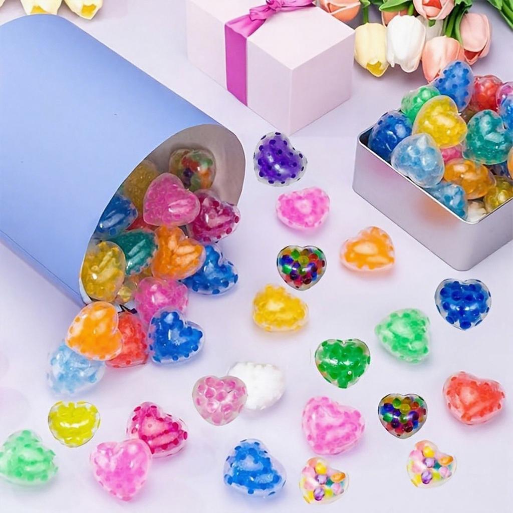Mehrfarbiger kleiner herzförmiger Stressball, bunter Ball, Geschenktüte, Stressball für Erwachsene