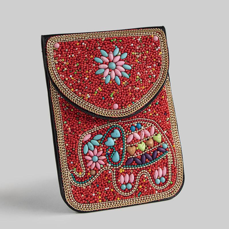 Bohemian Theme Pu Handbag With Magnetic Flap And Floral Accents For Daily Outings