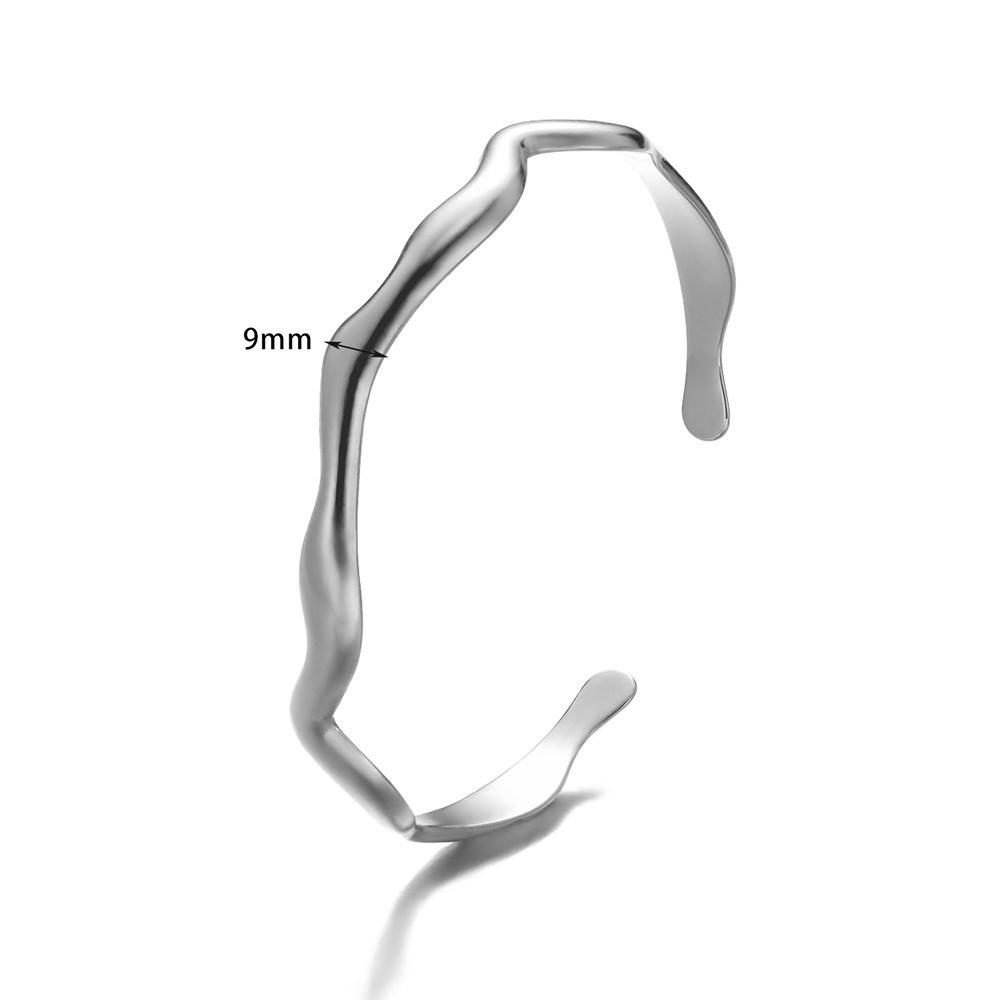 Stainless Steel Wave Open Bangle Bracelets for Women  Gold Color Irregular Cuff Bangles Trendy Aesthetic Jewelry Gift