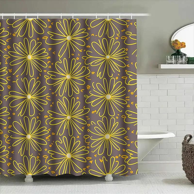 

Beautiful Bath Shower Curtain With Flower Patterns Polyester Fabric Water Proof Various Sizes Available For Home Decor W60H190(CM)-1 Pcs