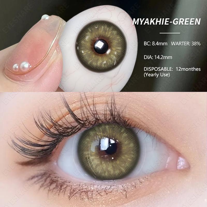 

EYESHARE 2PCS Модные цветные контактные линзы Синие линзы Коричнево-серые контактные линзы Пара коричневых линз Цветной макияж Темно-зеленые контактные линзы
